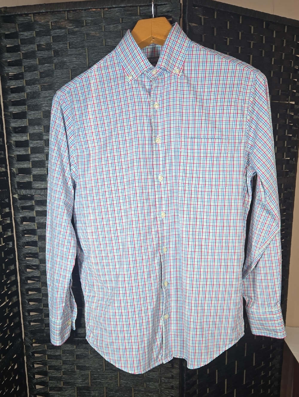Peter Millar Summer Comfort Long Sleeve Performance Shirt Mens Medium Check